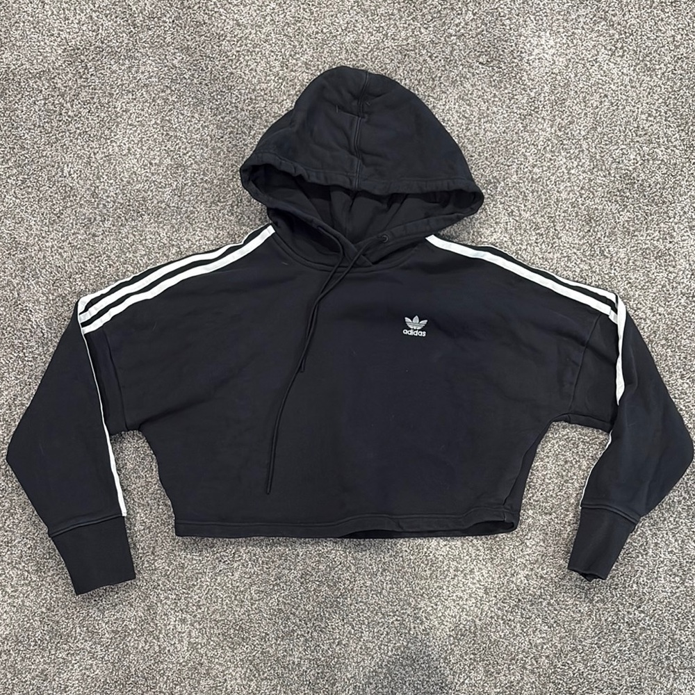 Adidas Crop Top Black Hoodie